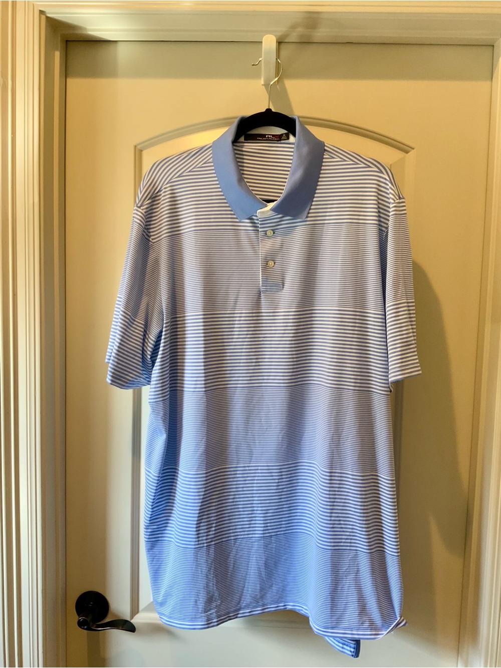 RLX Ralph Lauren Light Blue and White Striped Men's Polo